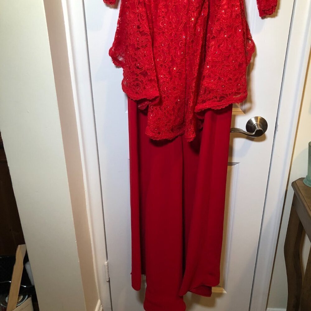 Ideas by Barbara Red Long Gown/Dress 5825-14 Size Small - Picture 10 of 12